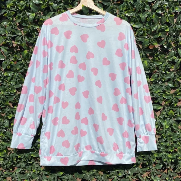 Pehnawa Women's Heart Print Long Sleeve Top