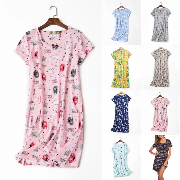 Pehnawa Women's Short Sleeve Summer Nightie Sleepwear