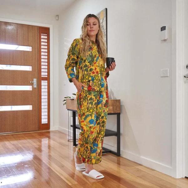 Pehnawa Women’s Yellow Tropical Printed Night Suit | Fun Co-ord Set