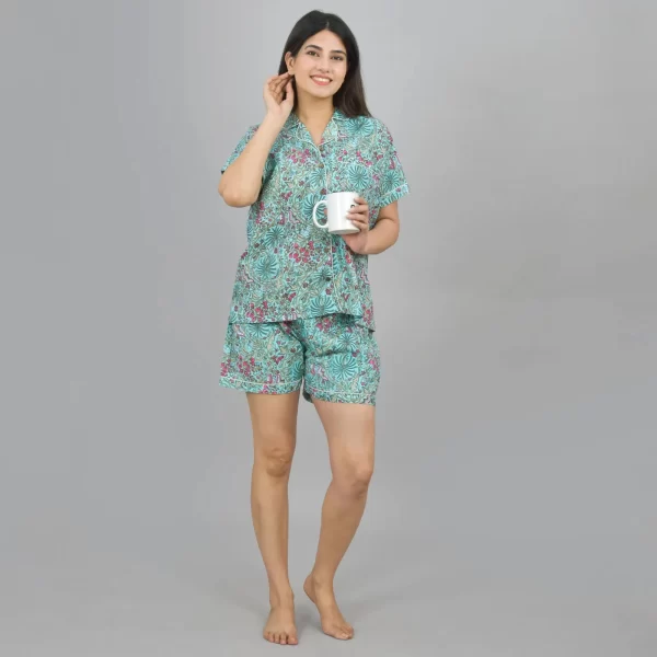 Pehnawa Women’s Floral Printed Night Suit | Stylish Shorts Co-ord Set